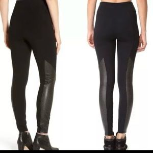 Spanx Perforated Faux Leather Panel Leggings Size medium